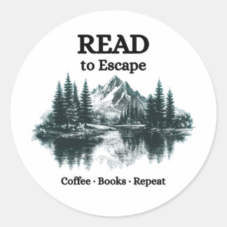 Pegatina Redonda Leer para Escapar - Café, Libros, Repetir Sticker