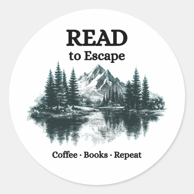 Pegatina Redonda Leer para Escapar - Café, Libros, Repetir Sticker (Anverso)