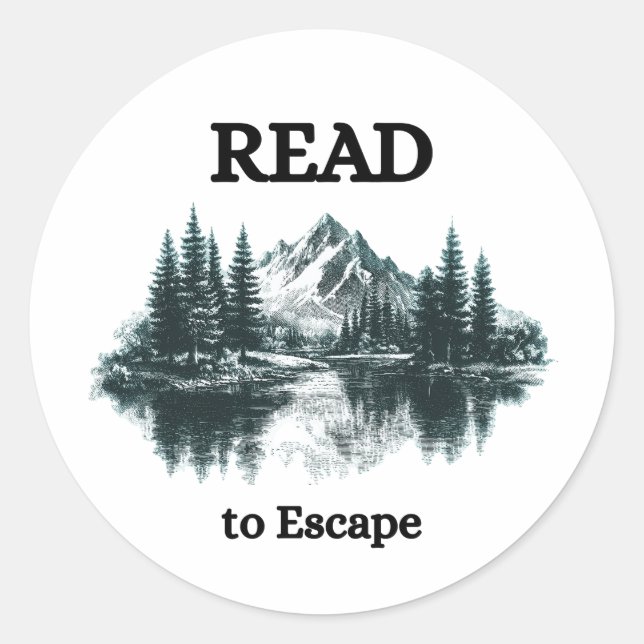 Pegatina Redonda Leer para Escapar Sticker (Anverso)