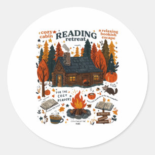 Pegatina Redonda Leer Retret Ghost Leer más libros Divertidos pesad