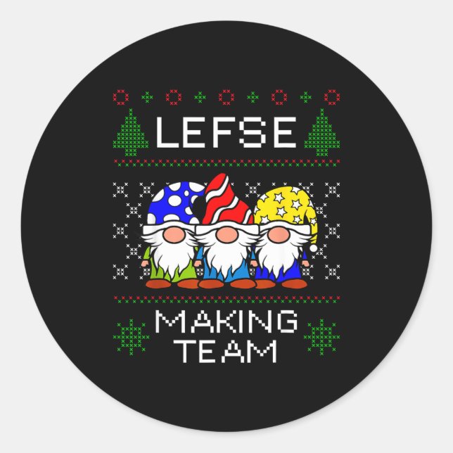 Pegatina Redonda Lefse Making Team Ugly Christmas Sweater  (Anverso)