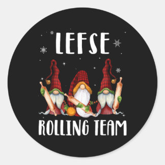 Pegatina Redonda Lefse Rolling Team Gnomes Navidades Xmas Plaid Kid