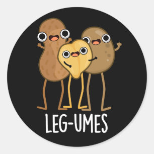 Pegatina Redonda Leg-umes Funny Legume Pun Dark BG