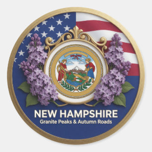 Pegatina Redonda Legado de Granito de New Hampshire ⛰️