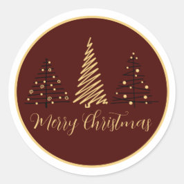 Pegatina Redonda legant Merry Christmas Tree Design | Holiday Stick