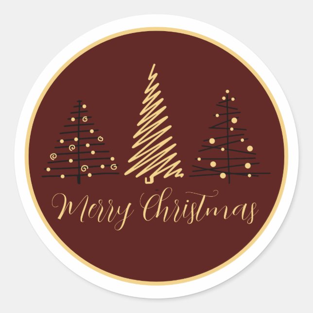 Pegatina Redonda legant Merry Christmas Tree Design | Holiday Stick (Anverso)