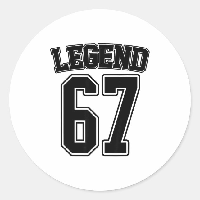 Pegatina Redonda Legend 67 Six Seven Srts Number Varsity Team 67th  (Anverso)