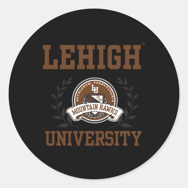 Pegatina Redonda Lehigh Mountain Hawks Laurels (Anverso)