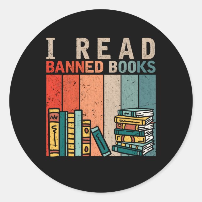 Pegatina Redonda Leí el libro de lectura de libros prohibidos (Anverso)