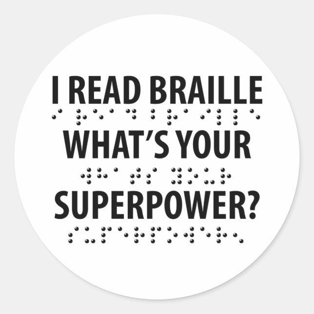 Pegatina Redonda Leí en Braille cuál es tu superpoder (Anverso)