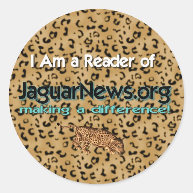 Pegatina Redonda Leí las noticias de Jaguar (Anverso)