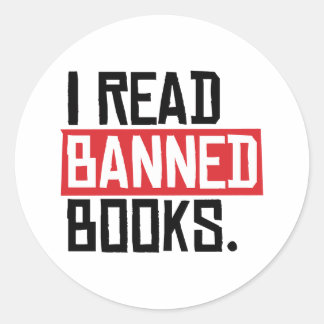 Pegatina Redonda Leí Libros Prohibidos