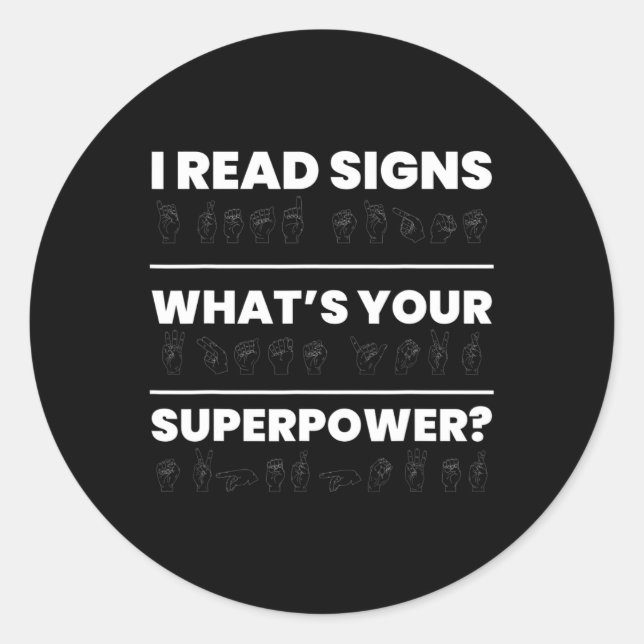 Pegatina Redonda Leí Rótulos ¿Cuál es tu superpoder? (Anverso)