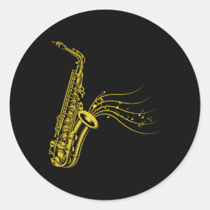Pegatina Redonda Leí Un Montón De Saxofonistas Saxofonistas Saxofon