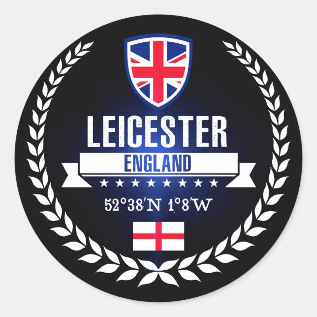 Pegatina Redonda Leicester (Anverso)