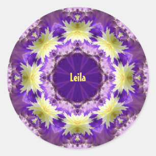 Pegatina Redonda LEILA ~ amarillo morado ~