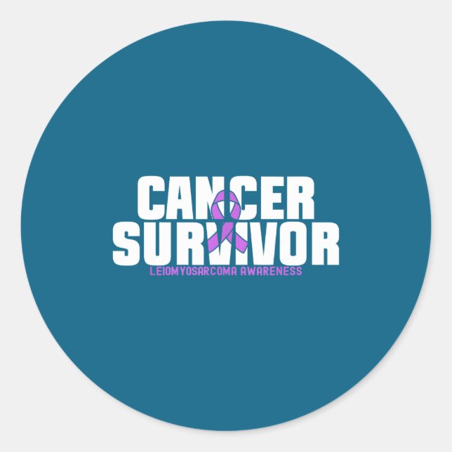 Pegatina Redonda Leiomyosarcoma Cancer Survivor Fighter Awareness (Anverso)