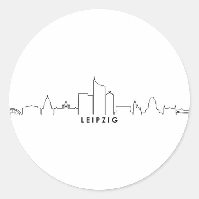Pegatina Redonda LEIPZIG Alemania City Skyline Silhouette (Anverso)