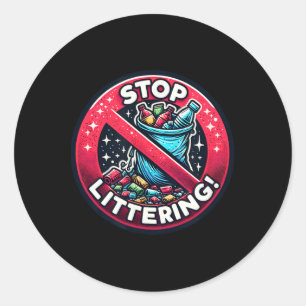 Pegatina Redonda Lema anti-basura - No ensucien el Día de la Tierra