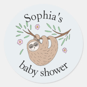 Pegatina Redonda Lema moderna para dormir nombre animal Baby Shower