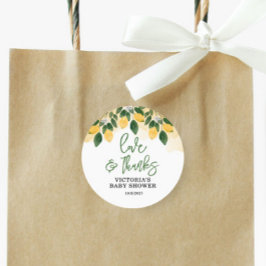 Pegatina Redonda Lemon Baby Shower Gracias