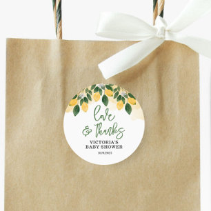 Pegatina Redonda Lemon Baby Shower Gracias