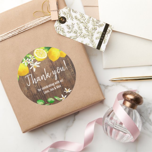 Pegatina Redonda Lemon Bridal Shower (Regalar)