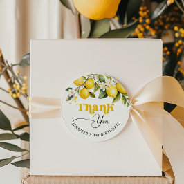 Pegatina Redonda Lemon citrus cumpleaños fiesta gracias
