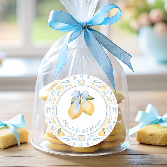 Pegatina Redonda Lemon Citrus Floral Bridal Shower (Subido por el creador)