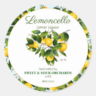 Pegatina Redonda Lemon Citrus Fruit Lemoncello