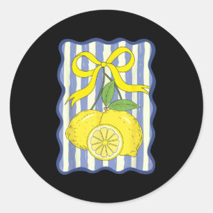 Pegatina Redonda Lemon Coquette Bow Summer Vacation Hawaii Beach Fa