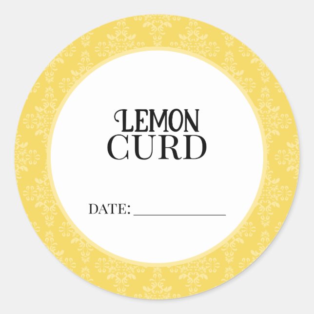 Pegatina Redonda Lemon Curd Canning Lid Labels (Anverso)