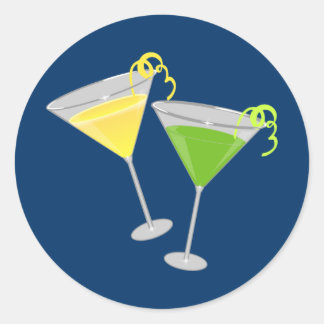 Pegatina Redonda Lemon Drop y Green Apple Martini