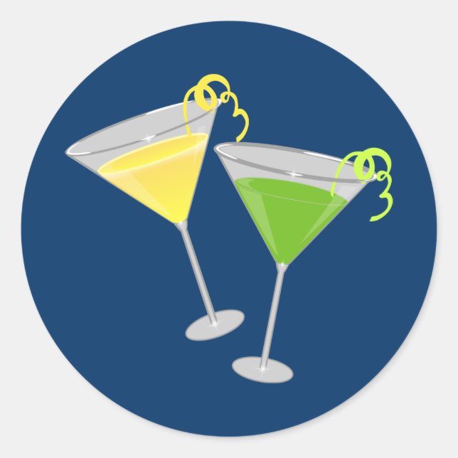 Pegatina Redonda Lemon Drop y Green Apple Martini (Anverso)