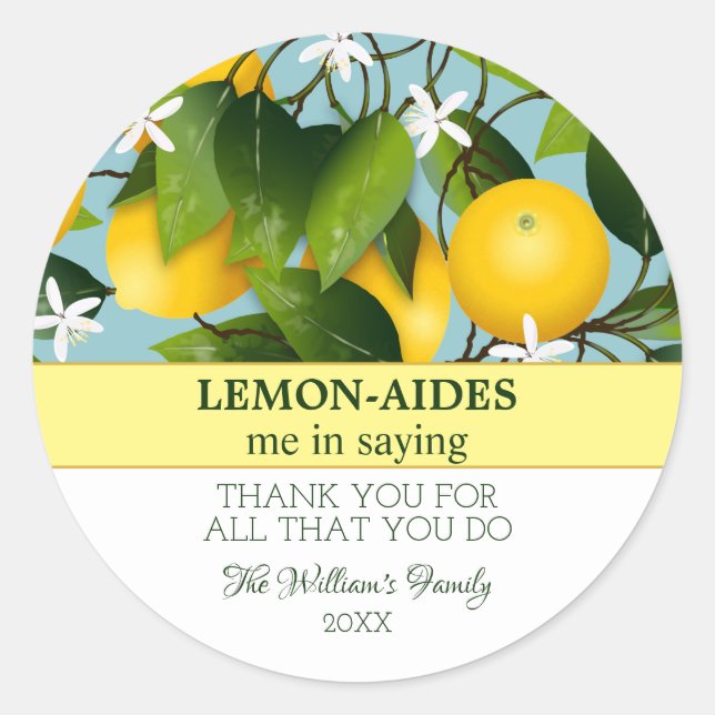 Pegatina Redonda Lemon Funny Gracias (Anverso)