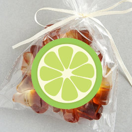 Pegatina Redonda Lemon Lime Green Juicus Summer Citrus Fruit Slice