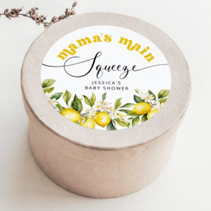 Pegatina Redonda Lemon mamas main squeeze baby shower