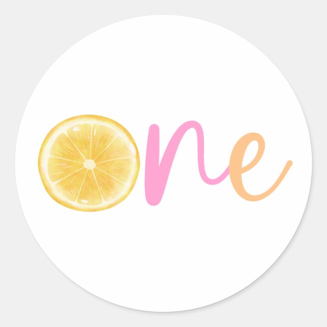 Pegatina Redonda Lemon One Birthday (Anverso)