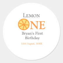 Lemon one feliz primer cumpleaños naranja retro gr