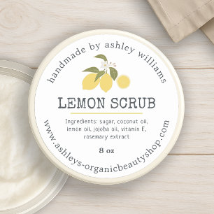 Pegatina Redonda Lemon Scrub Organic Skincare Jar