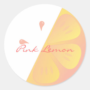 Pegatina Redonda Lemon Slice rosa
