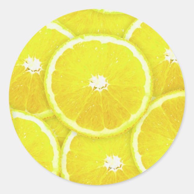 Pegatina Redonda Lemon Slices (Anverso)