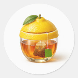 Pegatina Redonda Lemon Tea Glass Sticker
