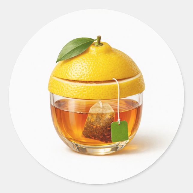Pegatina Redonda Lemon Tea Glass Sticker (Anverso)