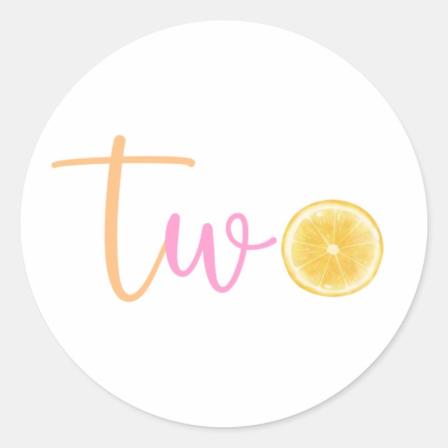 Pegatina Redonda Lemon Two Birday (Anverso)