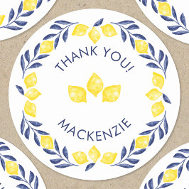 Pegatina Redonda Lemon Watercolor Gracias Personalizado