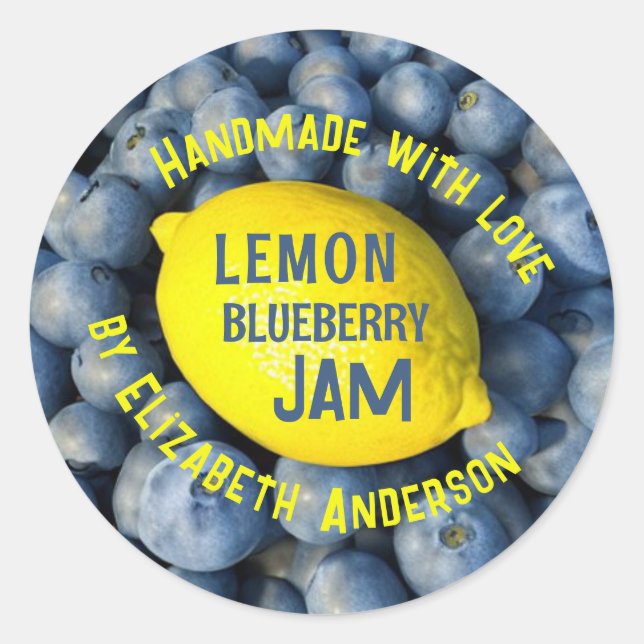 Pegatina Redonda Lemon y Blueberry Jam (Anverso)