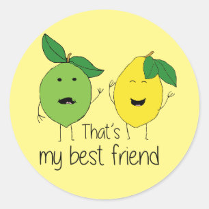 Pegatina Redonda Lemon y Lime Best Friends BFF Bestis de limón Art