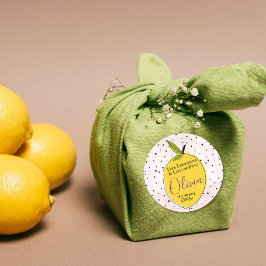 Pegatina Redonda Lemonada rosa moderna Primer cumpleaños