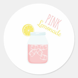 Pegatina Redonda Lemonade rosa